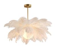 GUANSHAN Lámpara colgante de plumas de avestruz blanca, lámpara de techo de plumas, lámpara colgante de plumas, lámpara de techo, accesorio de iluminación de techo para dormitorio, sala de estar