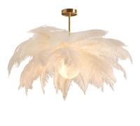 GUANSHAN Lámpara colgante de plumas de avestruz blanca, lámpara de techo de plumas, lámpara colgante de plumas, lámpara de techo, accesorio de iluminación de techo para dormitorio, sala de estar