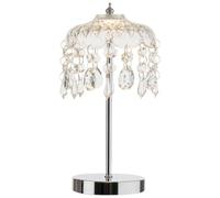 GUANSHAN Lámpara de mesa con borlas de cristal, luz de mesa de cristal de lujo, iluminación de mesita de noche, luz de mesa decorativa, luz nocturna para dormitorio, sala de estar