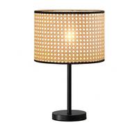 GUANSHAN Lámpara de mesa de ratán hecha a mano Wabi-Sabi Style Pantalla de ratán Luz de noche Lámpara de noche Lámpara de mesa decorativa creativa para dormitorio, sala de estar
