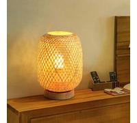 GUANSHAN Lámpara de mesa de tejido de bambú, pequeña y exquisita pantalla de bambú, lámpara de noche, luz de noche, luz de mesa decorativa para dormitorio, sala de estar, estilo 1