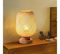 GUANSHAN Lámpara de mesa de tejido de bambú, pequeña y exquisita pantalla de bambú, lámpara de noche, luz de noche, luz de mesa decorativa para dormitorio, estilo 2, regulador de intensidad