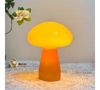 GUANSHAN Lámpara de mesa de vidrio retro, creativa, linda seta, lámpara de mesa para dormitorio, lámpara de noche, iluminación de mesa decorativa vintage, luz nocturna para sala de estar, dormitorio