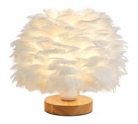 GUANSHAN Lámpara de mesa elegante de plumas blancas, lámpara de noche con pantalla de plumas. Lámpara de ambiente romántico, luz de noche para sala de estar y dormitorio.