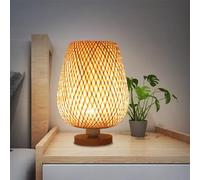 GUANSHAN Lámpara De Mesa Tejida De Bambú Estilo Zen Pantalla De Bambú Luz De Mesa Iluminación De Mesa Decorativa Luz Nocturna Luz De Ambiente Para Dormitorio, Sala De Estar