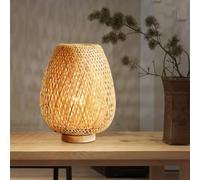 GUANSHAN Lámpara de mesa tejida de bambú Pantalla de bambú Iluminación de mesa de estilo Zen Iluminación de mesa decorativa Luz de noche para dormitorio y sala de estar