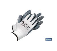 Guante 100% poliest. impreg. nitrilo gris t-9 caja 12 unid.
