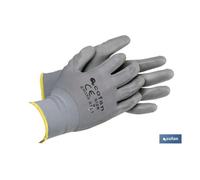 Guante 100% poliest. impreg. pu gris t-8 caja 12 unid.