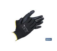 Guante 100% poliest. impreg. pu negro t-11 caja 12 unid.