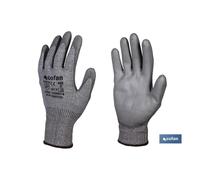 Guante anticorte impregnado pu gris t-11 caja 12 unid.