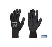 Guante soporte poliester impregnado latex negro t-10 caja 12 unid.