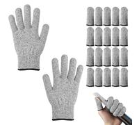 Guantes Anticorte Nivel 5 con 20 Piezas Protector de Dedos, Guantes de Trabajo Resistentes para Cocina, Tallar Madera y Jardinería, Guantes de Seguridad Transpirables y Flexibles