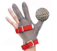 Guantes Anticorte Resistentes A Cortes Metálicos, Guantes De Trabajo De Seguridad De Carnicero De 3 Dedos, Guantes De Malla De Nailon., A Pack of One/L