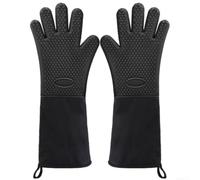 Guantes Cocina Silicona Quilted Interior Cómodo Negro | Protección brazos completa, para agarre seguro, ergonómico, para ideal hornos grandes, negro elegante
