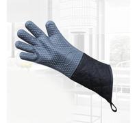 Guantes de Barbacoa Resistentes al Calor 800°C con Certificación EN407 - Aramida y Silicona Antideslizante para y Horno 32cm(gray)