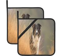 Guantes de cocina, aislantes, gruesos, resistentes al calor, para asar a la parrilla, cocinar y hornear, paquete de 2 unidades."Border Collie Lawn Pets" (Nombre de una línea de productos, posiblemente