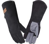 Guantes de cuero para barbacoa, resistentes al calor, de 40 cm, ideales para asar a la parrilla