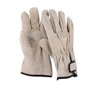 Guantes de cuero resistentes al calor, guantes de barbacoa de cuero vacuno para acampar, cocinar, asar a la parrilla, hornear, guantes ignífugos para soldar, carpintería, poda de jardín, amarillo