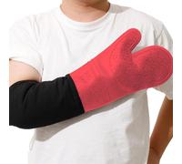 Guantes de horno extra largos, paquete de 2, color rojo, resistentes al calor hasta 500°C