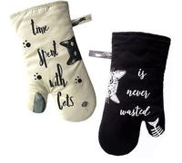 Guantes de horno resistentes al calor Ibzoa® con agarre antideslizante, largos, con forro de algodón, ajuste flexible para manos de tamaño normal, aptos para lavar en lavadora