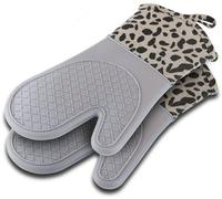 Guantes de horno resistentes al calor Unyqoos®, fabricados con silicona y algodón libres de BPA: guantes antideslizantes para parrilla y cocina, de 32,5 cm, resistentes hasta 250 °C