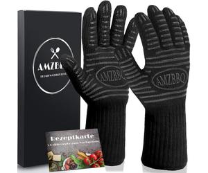 Guantes de parrilla AMZBBQ® Premium: guantes resistentes al calor para horno, hasta 350°C; guantes ignífugos para chimenea; guantes para ollas y hornos; accesorios para parrillas y ollas holandesas; c