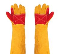 Guantes de soldar gruesos, 24 pulgadas, mangas extralargas, guantes de seguridad resistentes al calor, guantes de protección, guantes de jardinería para chimenea
