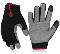 Guantes de Trabajo para Hombre, para Pantalla táctil Transpirables de Elastano Acolchados Nudillos Mecánico palma Seguridad Constructor Destreza Construcción, Jardinería, Camping Guantes (M, Rojo)