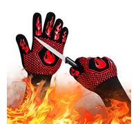 Guantes ignífugos para barbacoa, resistentes a los cortes de la parrilla, guantes resistentes al calor de 800.0 °C, guantes de horno de silicona antideslizantes, guantes de cocina seguros para cocina,