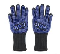 Guantes ignífugos para chimenea, estufa de leña, fogata, guantes de barbacoa resistentes a altas temperaturas con agarre seguro, cubierta de brazo de 32 cm (azul)