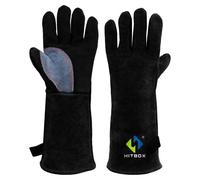 Guantes para barbacoa de cuero, resistentes al calor hasta 500°C, de 35 cm de largo, para uso en la cocina y la parrilla
