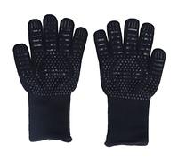 Guantes resistentes al calor 500 ℃ 31 cm Manoplas a prueba de calor Herramienta de cocina para barbacoa Horno Soldadura Poliéster Silicona Algodón Negro Paquete de 2