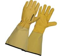 Guantes ROSTAING ROSERAIE - Par de Guantes Largos de Cuero Tratado Hidrófugo - Todos los Trabajos en Ambientes Secos y Húmedos - Poda de Rosales y Pequeñas Plantas Espinosas - Puño Protector Antebrazo