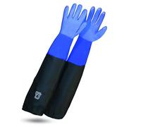 Guantes ROSTAING WETPRO - Par de guantes de trabajo impermeables - Para el mantenimiento de estanques, fosos o acuarios - Guantes de protección largos e impermeables de color azul y negro - fontanería