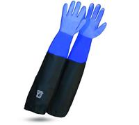 Guantes ROSTAING WETPRO - Par de guantes de trabajo impermeables - Para el mantenimiento de estanques, fosos o acuarios - Guantes de protección largos e impermeables de color azul y negro - fontanería