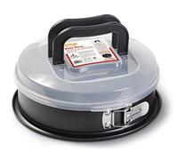 Guardini, Bake Away, Molde Tarta Desmontable con Tapa para Transportar, Material: Acero con Revestimiento Antiadherente, Color Negro