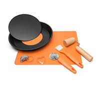 Guardini, Caja para regalo, Set para Tartas: 1 Molde para Tarta Desmontable 28cm, Acero, Color Negro + Lámina para Horno de Silicona +2 ruedas corta pasta +1 pincel +3 cortadores de pasta.