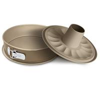 Guardini, Molde desmontable con 2 bases Ø 26 cm, Fondo antigoteo, Acero con revestimiento antiadherente, Champán y Bronce, Made in Italy, Línea Gold Elegance