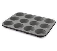 Guardini, Molde para 12 muffins 27x35 cm, Acero con revestimiento antiadherente, Negro y Gris, Made in Italy, Línea Happy Hour