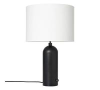 GUBI Lámpara de mesa Gravity L acero ennegrecido + pantalla blanca