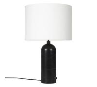 GUBI Lámpara de mesa Gravity L mármol negro + pantalla blanca