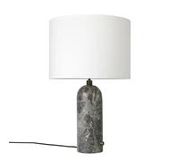 GUBI Lámpara de mesa Gravity S mármol gris + pantalla blanca