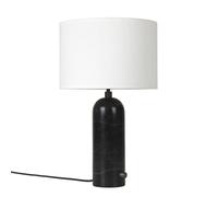 GUBI Lámpara de mesa Gravity S mármol negro + pantalla blanca