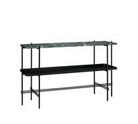 GUBI Mesa consola TS 120x30x72 cm Green guatemala marble. base negra. con bandeja
