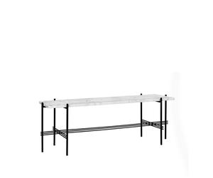 GUBI Mesa consola TS Console 1 Mármol blanco. base lacada en negro