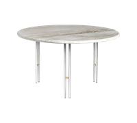 GUBI Mesa de centro IOI Rippled beige-soporte cromo ø70 cm