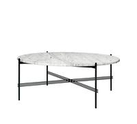 GUBI Mesa de centro TS Round White carrara marble. ø105. base negra