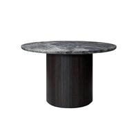 GUBI Mesa redonda Moon Marble grey. Ø120 cm. pie teñido de marrón/negro