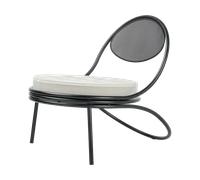 GUBI Silla Copacabana Outdoor Lounge Chair con asiento tapizado Leslie stripe limonta 020-patas negras