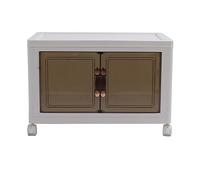 Gucagle Caja de Almacenamiento apilable Plegable Puerta Doble magnética Rueda con Cerradura Esquina Redondeada Organizador de Gran Capacidad para Dormitorio Cocina Hogar PP Hips TPR (1 Capa)